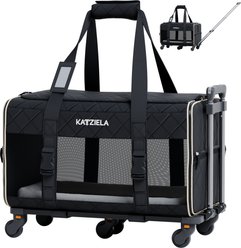 Katziela Quilitied Airline Approved Bag Dog & Cat Carrier, 16-in, Black
