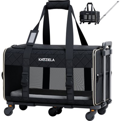 Katziela Katziela Quilitied Airline Approved Bag Dog & Cat Carrier, 16-in, Black