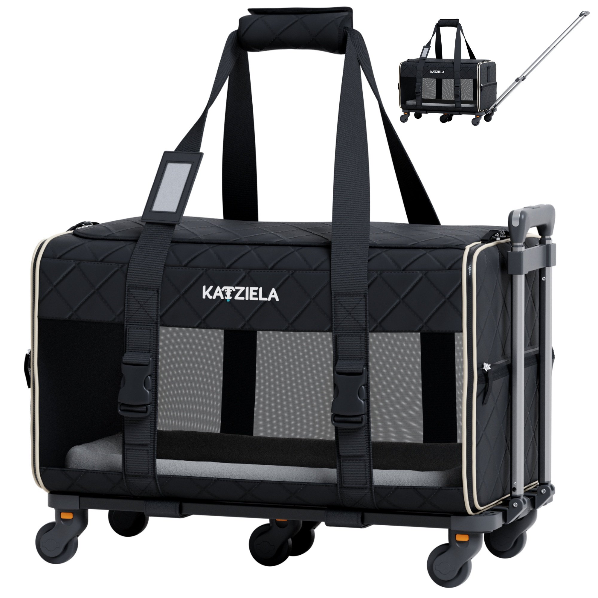 Katziela Quilitied Airline Approved Bag Dog & Cat Carrier, 16-in, Blue