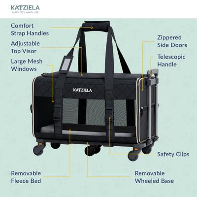 Show full view: Katziela Quilitied Airline Approved Bag Dog & Cat Carrier, 16-in, Black slide 6 of 11