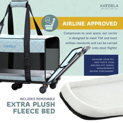 Show full view: Katziela Quilitied Airline Approved Bag Dog & Cat Carrier, 16-in, Blue slide 7 of 9