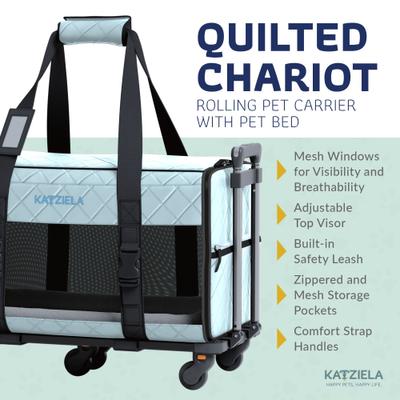 Show full view: Katziela Quilitied Airline Approved Bag Dog & Cat Carrier, 16-in, Blue slide 4 of 9