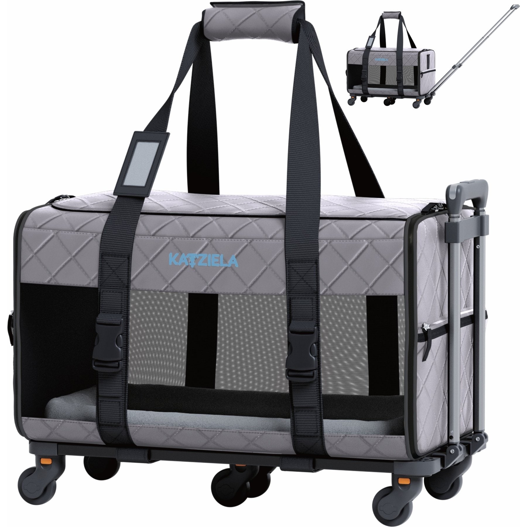 Katziela Quilitied Airline Approved Bag Dog & Cat Carrier, 16-in, Dark gray