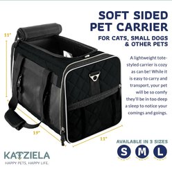 Katziela Quilted Companion Dog & Cat Carrier, Black, Large slide 2 of 5