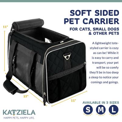 Show full view: Katziela Quilted Companion Dog & Cat Carrier, Black, Small slide 2 of 6