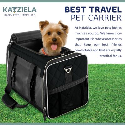 Show full view: Katziela Quilted Companion Dog & Cat Carrier, Black, Small slide 5 of 6