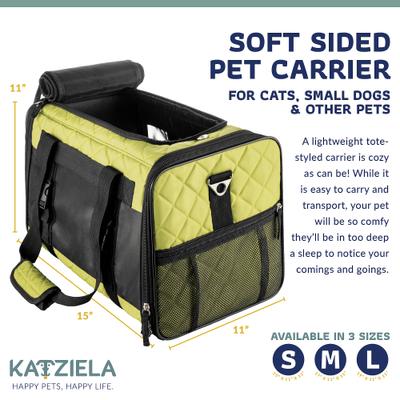 Show full view: Katziela Quilted Companion Dog & Cat Carrier, Green, Medium slide 2 of 6