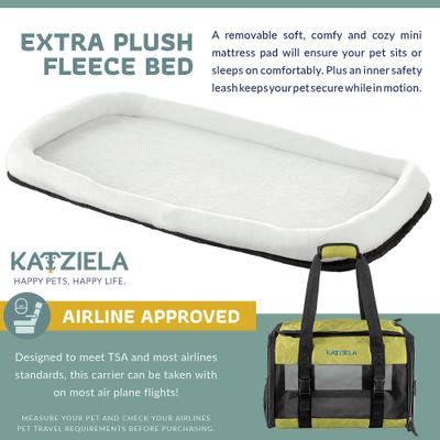 Show full view: Katziela Quilted Companion Dog & Cat Carrier, Green, Medium slide 4 of 6