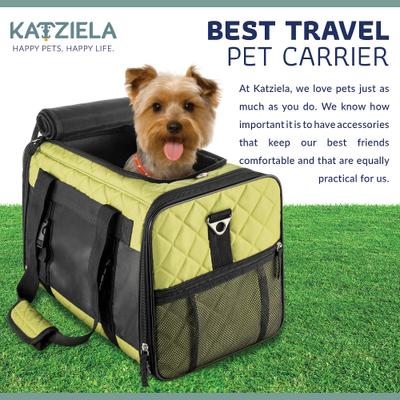 Show full view: Katziela Quilted Companion Dog & Cat Carrier, Green, Medium slide 5 of 6