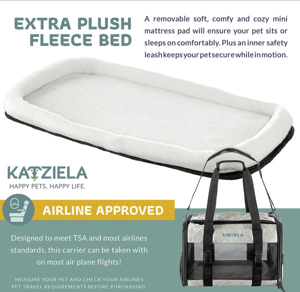Show full view: Katziela Quilted Companion Dog & Cat Carrier, Grey, Medium slide 3 of 6