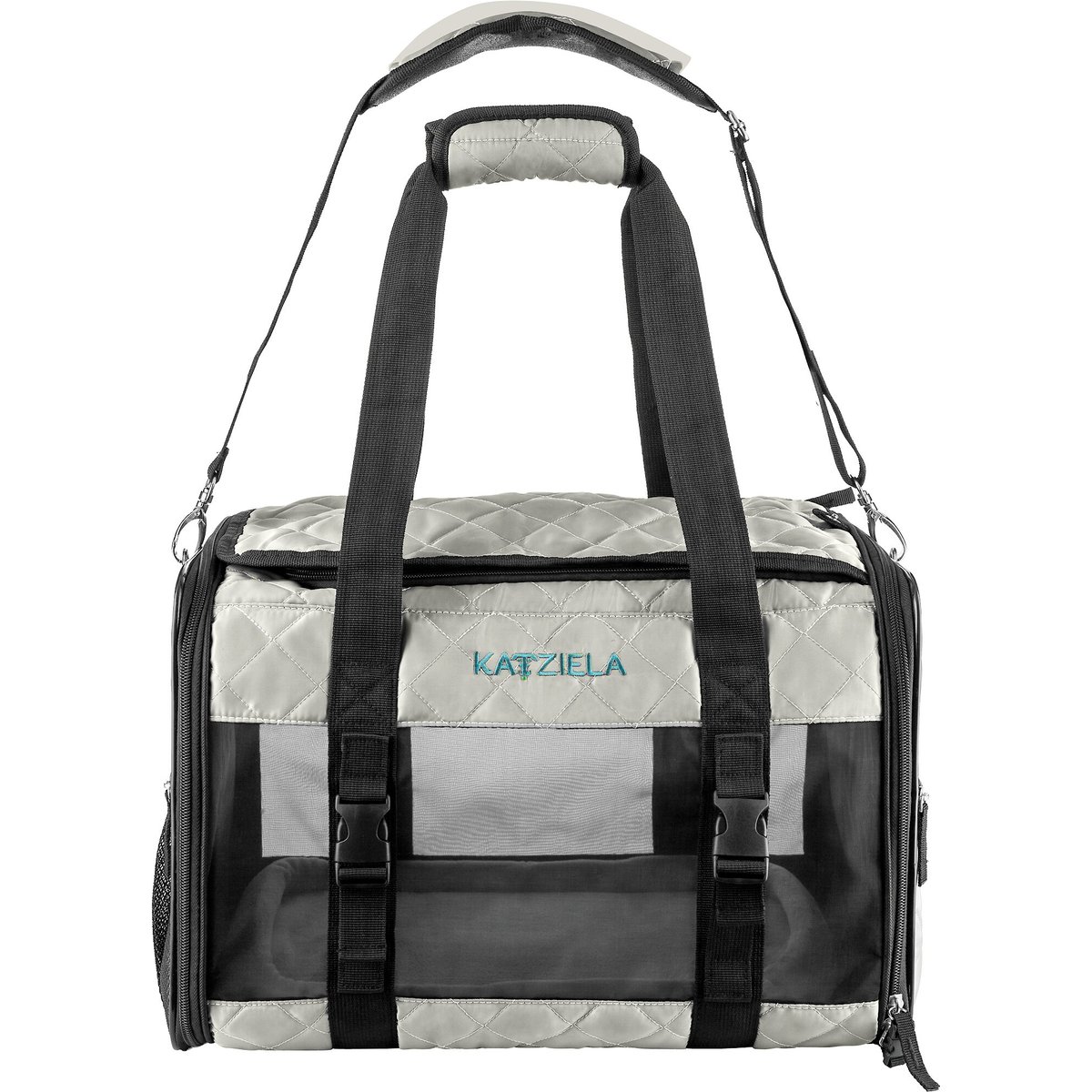 Katziela Quilted Companion Dog & Cat Carrier, Grey, Small