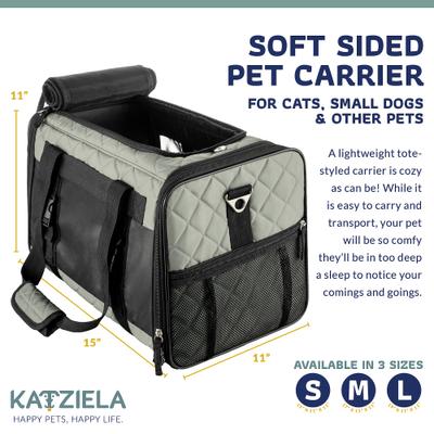 Show full view: Katziela Quilted Companion Dog & Cat Carrier, Grey, Small slide 2 of 6