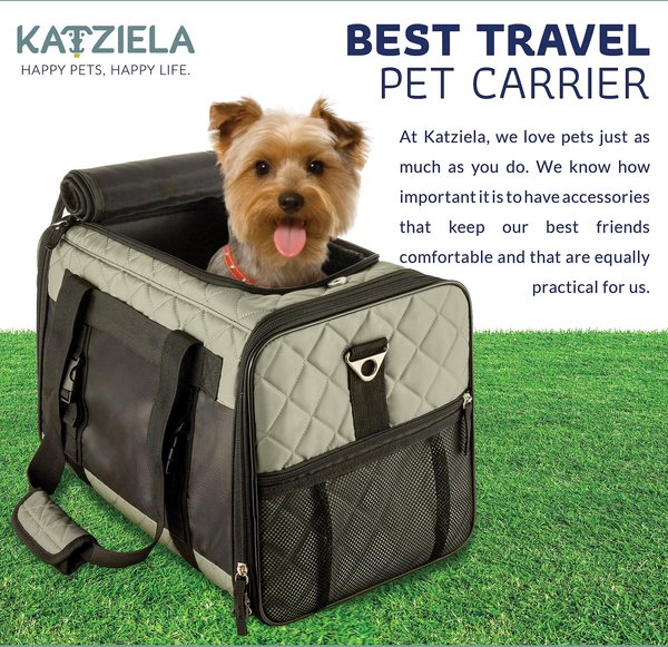 Show full view: Katziela Quilted Companion Dog & Cat Carrier, Grey, Small slide 3 of 6