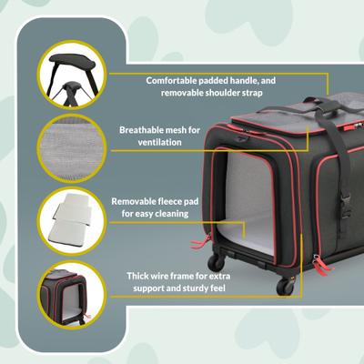Show full view: Katziela Rolling Rover Airline Approved Bag Dog & Cat Carrier, 18-in, Black & Red slide 4 of 11