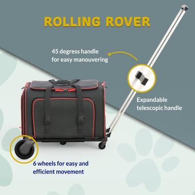 Show full view: Katziela Rolling Rover Airline Approved Bag Dog & Cat Carrier, 18-in, Black & Red slide 5 of 11