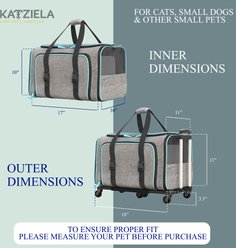 Katziela Rolling Rover Airline Approved Bag Dog & Cat Carrier, 18-in, Gray & Blue slide 2 of 8