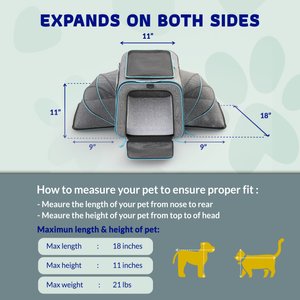 Katziela Rolling Rover Airline Approved Bag Dog & Cat Carrier, 18-in, Gray & Blue