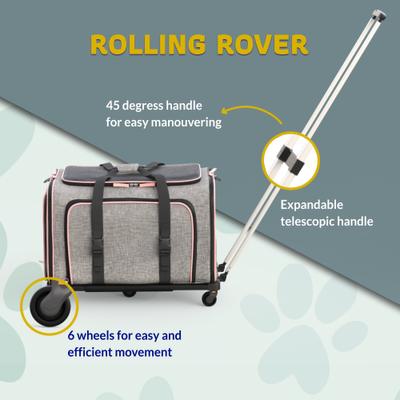 Katziela Rolling Rover Airline Approved Bag Dog & Cat Carrier, 18-in