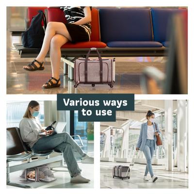 Show full view: Katziela Rolling Rover Airline Approved Bag Dog & Cat Carrier, 18-in, Gray & Pink slide 7 of 10