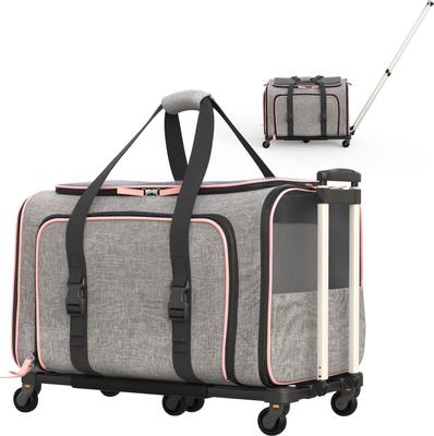 Show full view: Katziela Rolling Rover Airline Approved Bag Dog & Cat Carrier, 18-in, Gray & Pink slide 8 of 10
