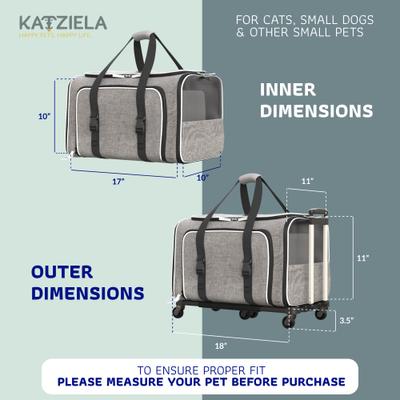 Show full view: Katziela Rolling Rover Airline Approved Bag Dog & Cat Carrier, 18-in, Gray & White slide 2 of 11