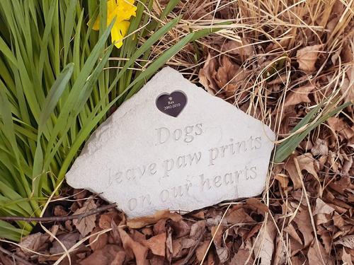 Show full view: Kay Berry Dogs Leave Pawprints Metal Heart Personalized Memorial Stone slide 2 of 2