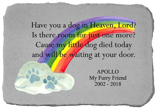 Show full view: Kay Berry Have You A Dog in Heaven Rainbow Personalized Memorial Stone slide 1 of 2