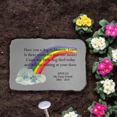 Show full view: Kay Berry Have You A Dog in Heaven Rainbow Personalized Memorial Stone slide 2 of 2