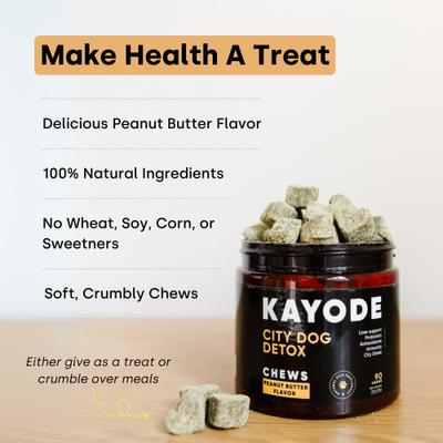 Show full view: Kayode City Dog Detox Peanut Butter Flavored Chews Liver Supplement for Dogs, 90 count slide 5 of 10