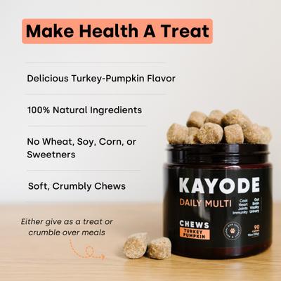 Show full view: Kayode Daily Multi Turkey & Pumpkin Flavored Chews Vitamin Supplement for Dogs, 90 count slide 4 of 10