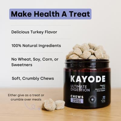 Show full view: Kayode Ultimate Digestion Smoked Turkey Flavored Chews Digestive Aid for Dogs, 90 count slide 5 of 10