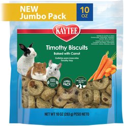 Kaytee Baked Carrot Timothy Biscuit Small Animal Treats, 10-oz bag
