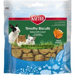 Kaytee Baked Carrot Timothy Biscuit Small Animal Treats, 4-oz bag