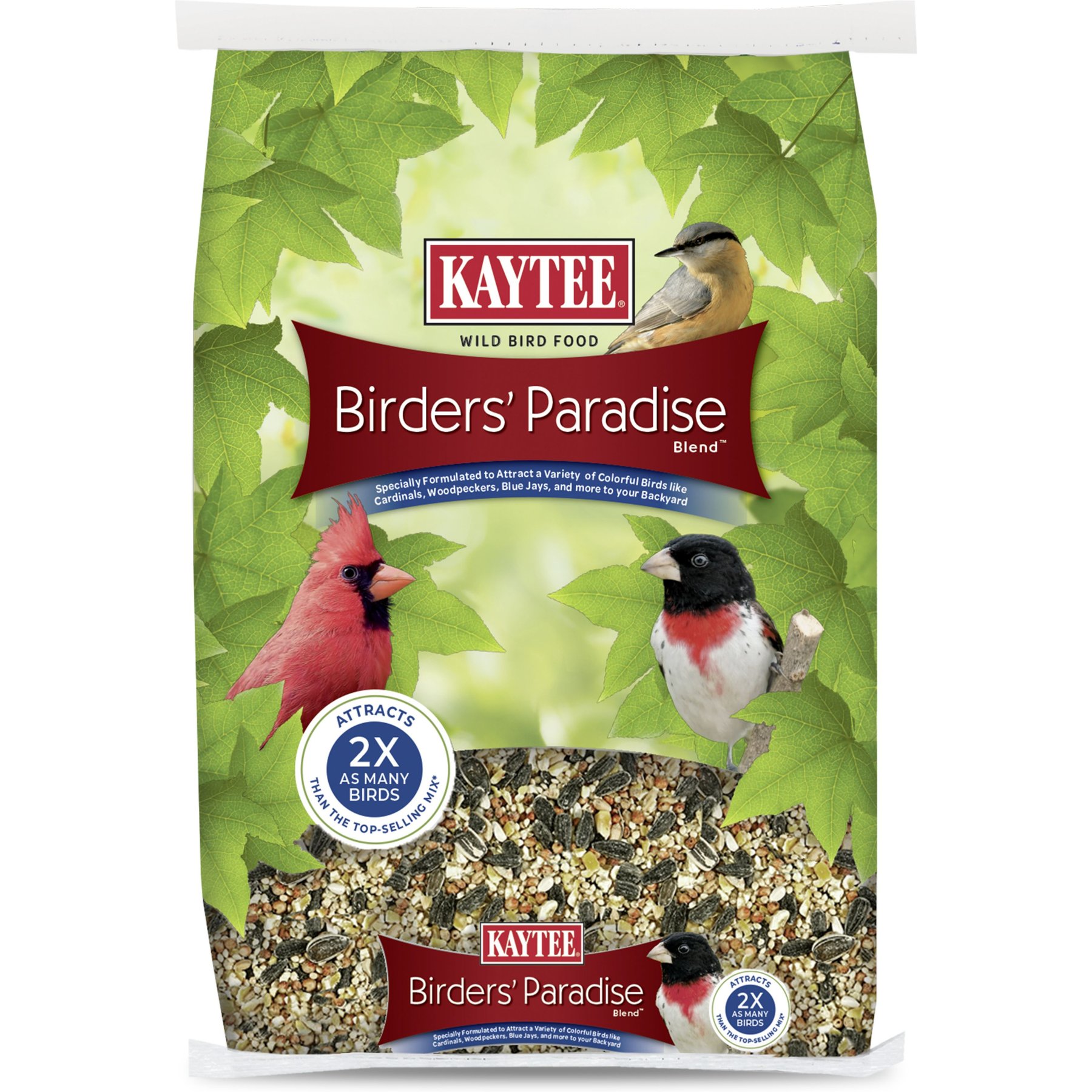 Kaytee Birders' Paradise Blend Sunflower, Safflower & Peanuts Songbird Wild Bird Food, 16-lb bag