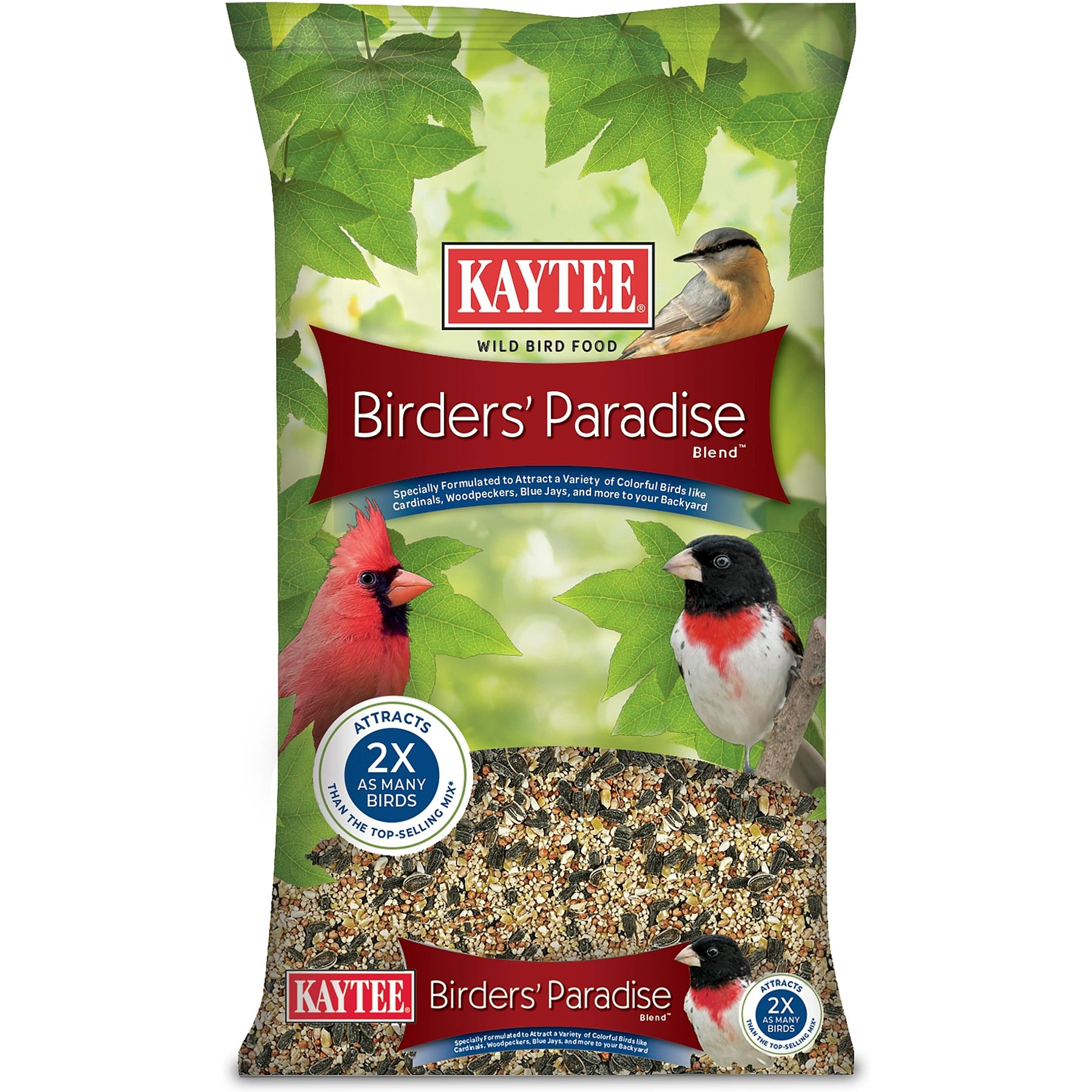 Kaytee Birders' Paradise Blend Sunflower, Safflower & Peanuts Songbird Wild Bird Food, 5-lb bag
