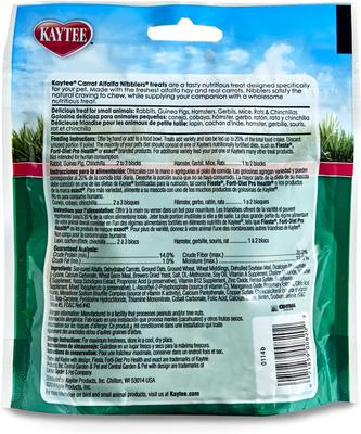 Show full view: Kaytee Carrot Alfalfa Nibblers Small Animal Treats, 5-oz bag slide 2 of 5