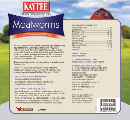 Show full view: Kaytee Dried Mealworms Wild Bird & Chicken Treat, 32-oz bag slide 9 of 11