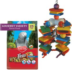 Kaytee Fiesta Variety Mix Parrot Food + Super Bird Creations 4 Way Play Toy