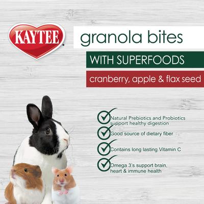 Show full view: Kaytee Granola Small Animal Bites with Superfoods Cranberry Apple & Flax Small Pet Treats, 4.5-oz bag slide 4 of 7