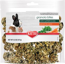 Kaytee Granola Small Animal Bites with Superfoods Spinach & Carrot Small Pet Treats, 4.5-oz bag
