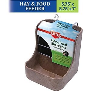 Kaytee Hay-N-Food Bin with Quick Locks Small Animal Feeder, Color Varies, 7-in