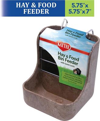 Show full view: Kaytee Hay-N-Food Bin with Quick Locks Small Animal Feeder, Color Varies, 7-in slide 7 of 11