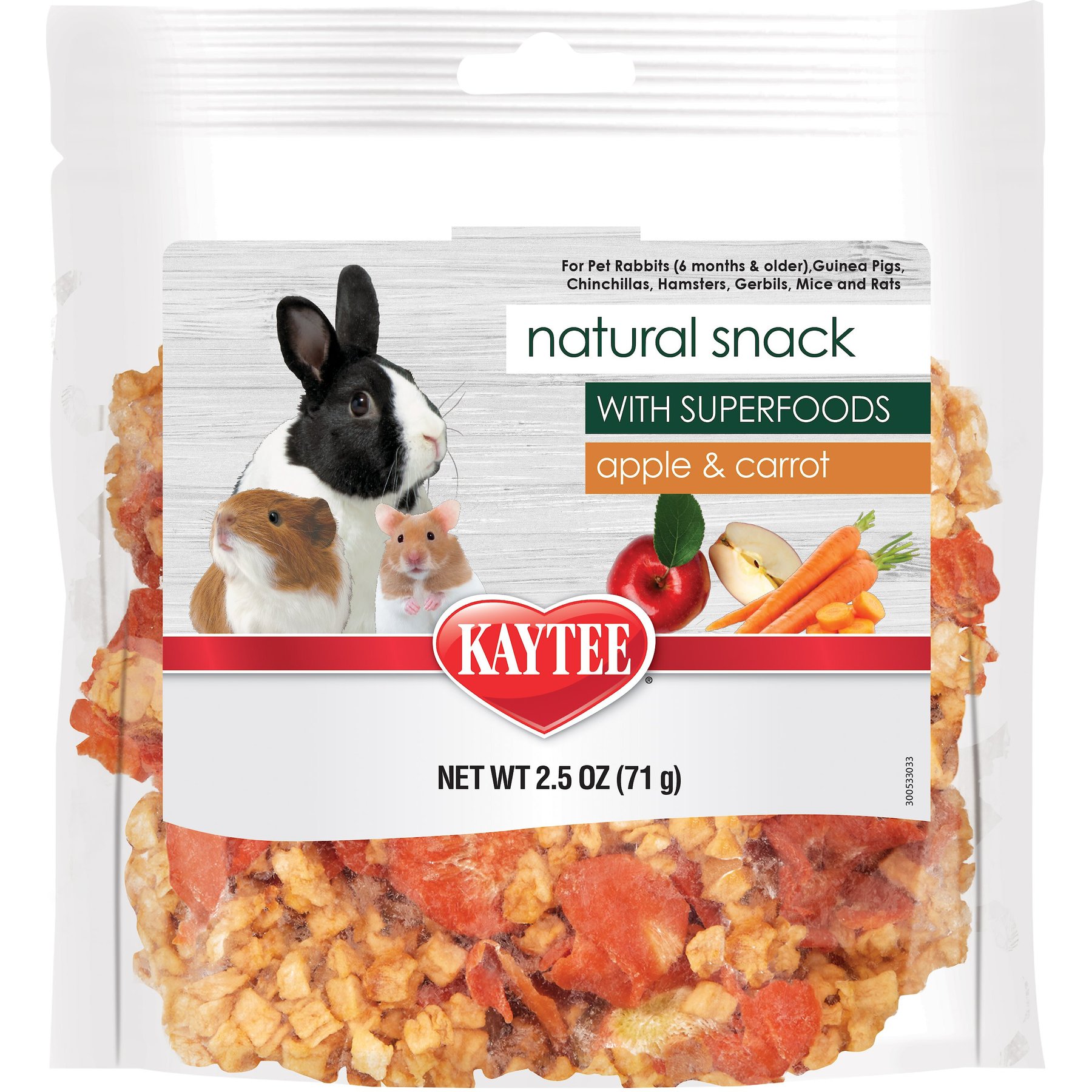 Kaytee Natural Snack with Superfoods Carrot & Apple Blend Small Pet Treats, 2.5-oz bag