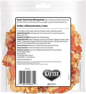 Show full view: Kaytee Natural Snack with Superfoods Carrot & Apple Blend Small Pet Treats, 2.5-oz bag slide 6 of 8