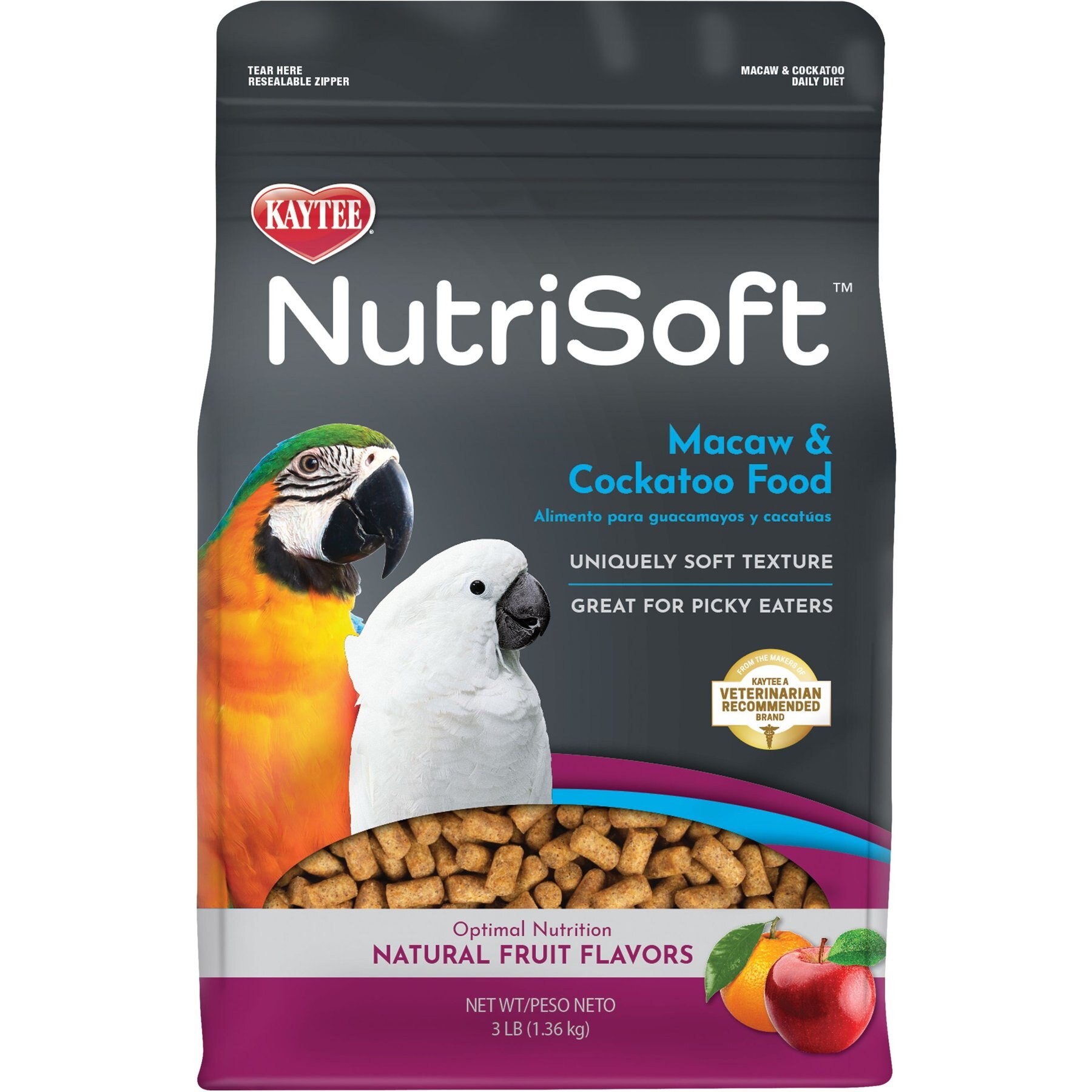 Kaytee NutriSoft Macaw & Cockatoo Bird Food, 3-lbs