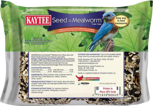Show full view: Kaytee Seed & Mealworm Wild Bird Treat Cake, 6-oz slide 2 of 7