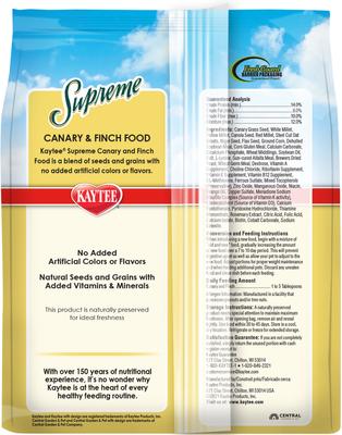 Show full view: Kaytee Supreme Canary & Finch Food, 2-lb bag slide 2 of 8