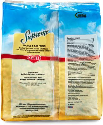Show full view: Kaytee Supreme Fortified Daily Diet Mouse & Rat Food, 4-lb bag slide 3 of 12