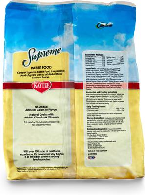 Show full view: Kaytee Supreme Fortified Daily Diet Rabbit Food, 5-lb bag slide 3 of 9