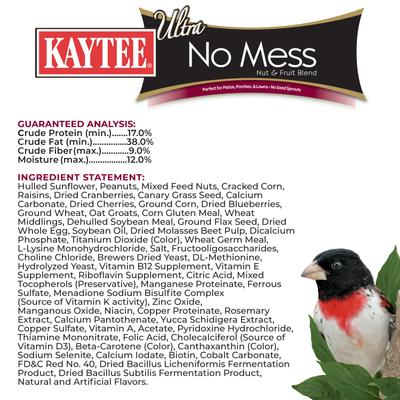 Show full view: Kaytee Ultra No Mess Nut & Fruit Blend Wild Bird Food, 5.5-lb bag slide 6 of 11